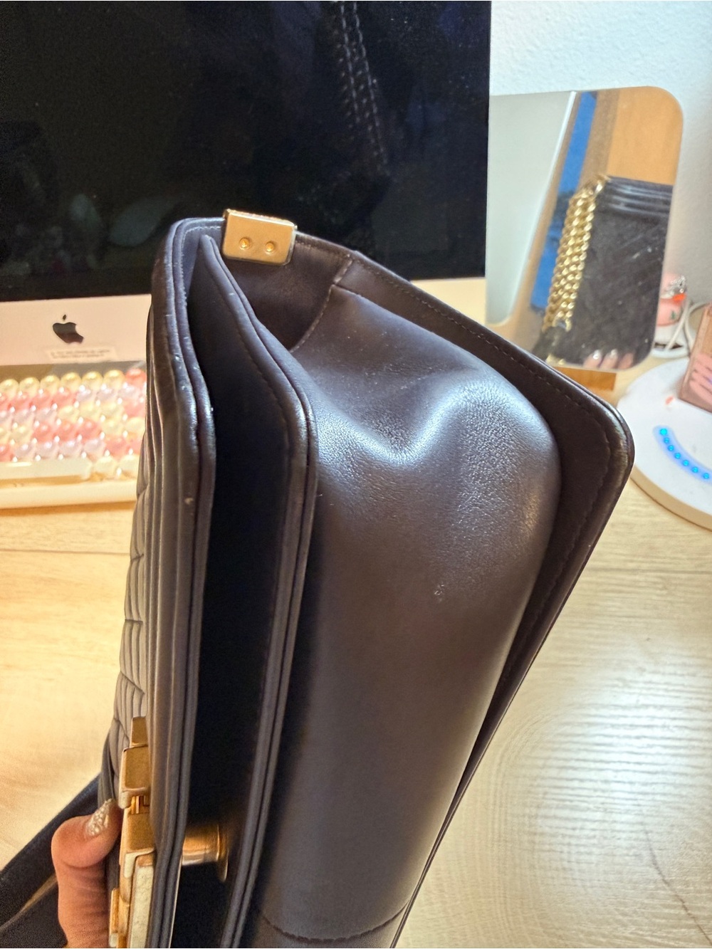 CHANEL Leboy Shoulder Bag in dark purple with Gold Hardware - Picture 12 of 12